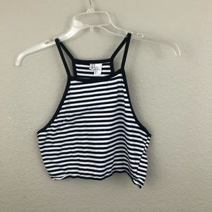 Black and white striped sleeveless tank